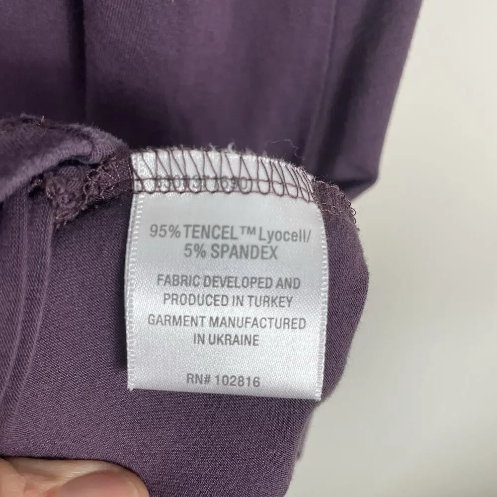 Garnet Hill Tencel Swing Dress Size M Purple Stretch Lagenlook Comfort Career